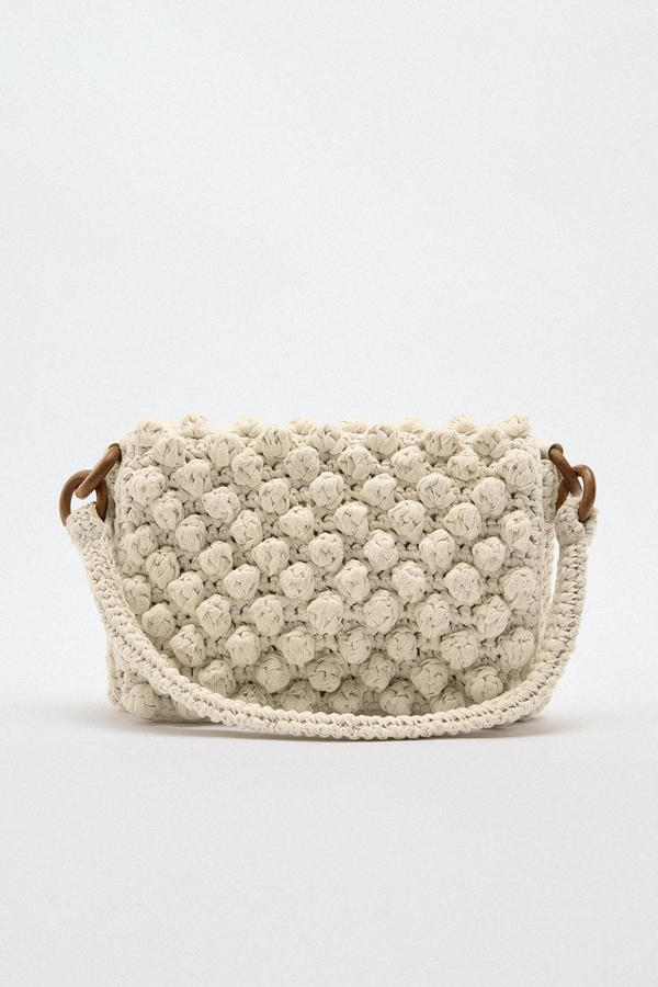 Crochet Shoulder Bag With Knotted Texture