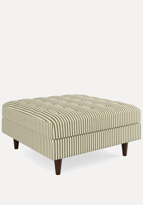 Zoe Pinstripe Fabric Square Storage Footstool 