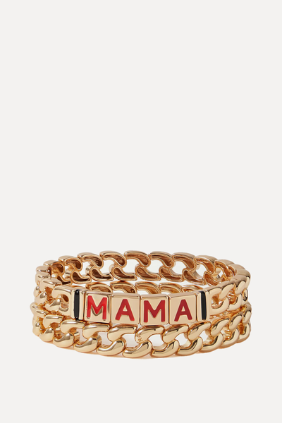 The Mama Link Set Of Two Gold-Tone & Enamel Bracelets from Roxanne Assoulin 