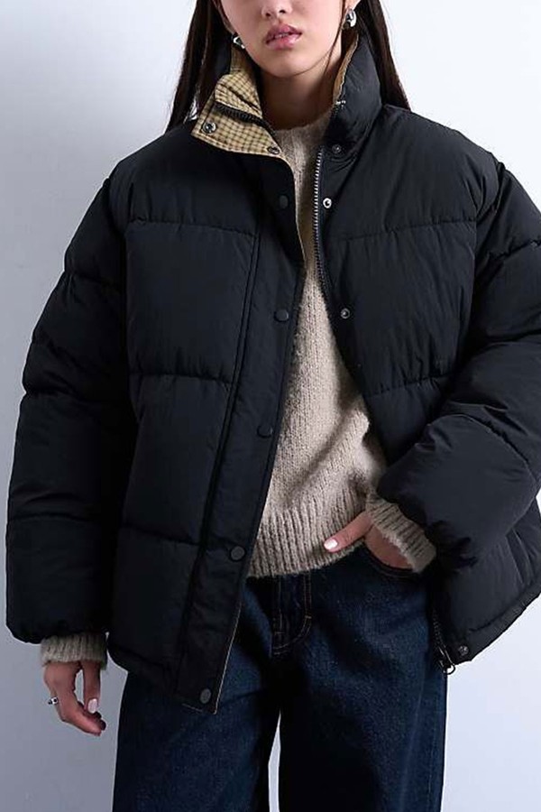 Internal Check Puffer Jacket from Topshop