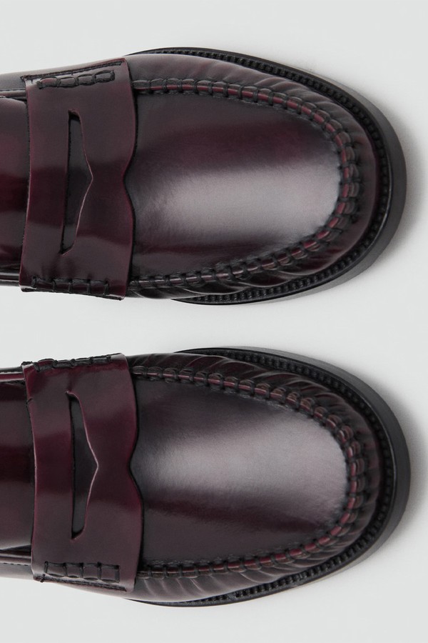 Gathered Leather Moccasin Loafers from Mango