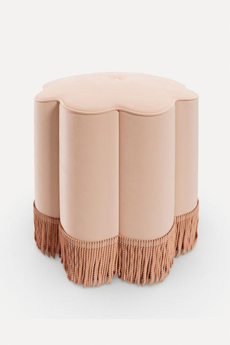 Flower Tassel Velvet Footstool from Dunelm