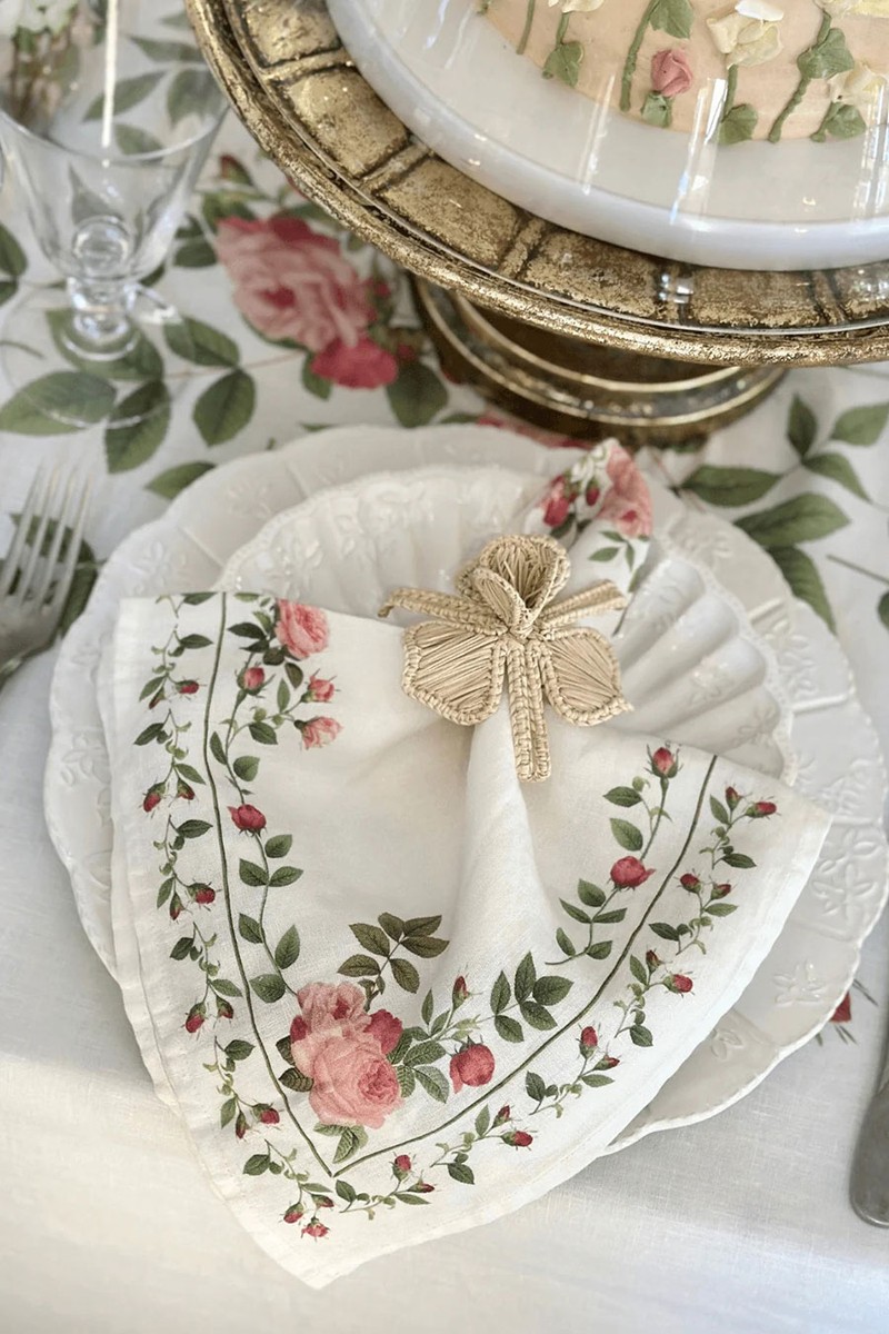 Rose Trellis Linen Napkin from Summerill & Bishop
