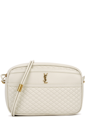 Victoire Off-White Quilted Crossbody Bag from Saint Laurent