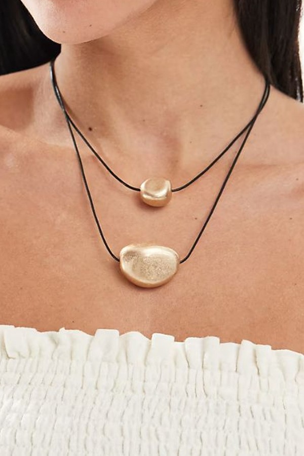 Multirow Necklace With Cord & Brushed Charm from ASOS DESIGN