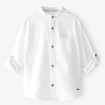 Textured Weave Shirt With Stand-up Collar from Zara