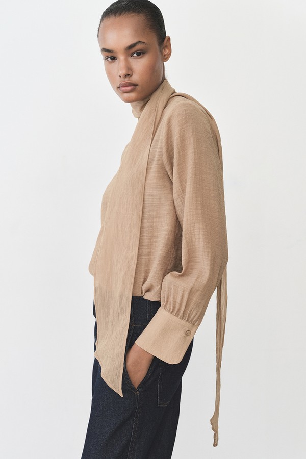 Textured Blouse With Bow from Mango