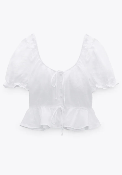Linen Top With Bows from Zara