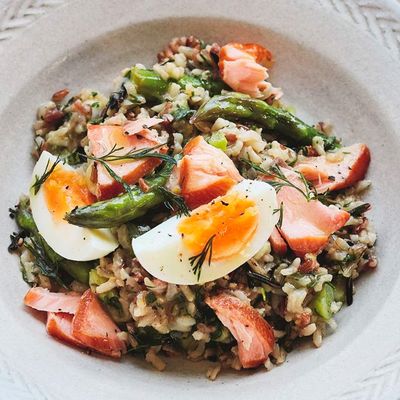 Hot-Smoked Salmon, Rice & Asparagus Salad