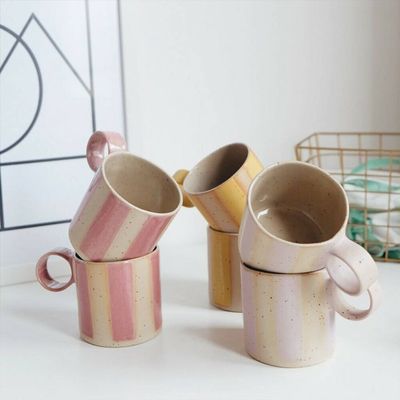 Soren Lilac, Pink And Yellow Stripe Round Handled Mug