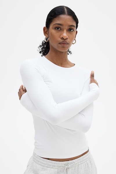 Long-Sleeved Microfibre Top from H&M