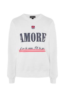 Embroidered Amore Sweatshirt from Topshop