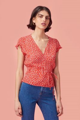 Lisa Wrap Top In Red