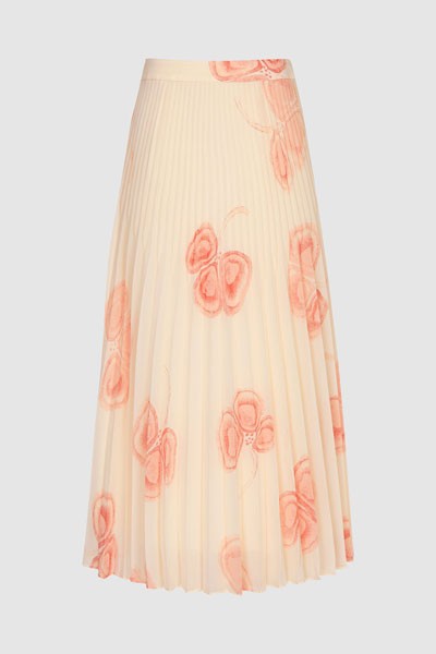 Aya Peaches & Cream Pleated Midi Skirt from Reiss