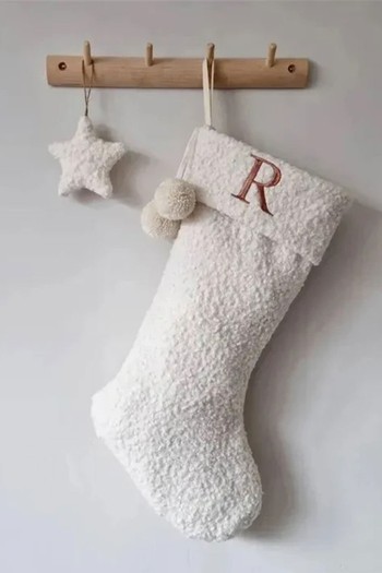 100% Wool Embroidered Boucle Christmas Stocking from Flossie & George