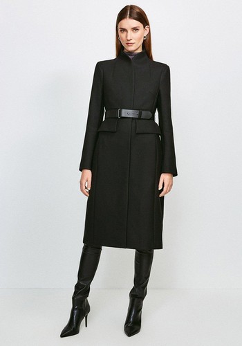 Feminine Belted Wool Coat