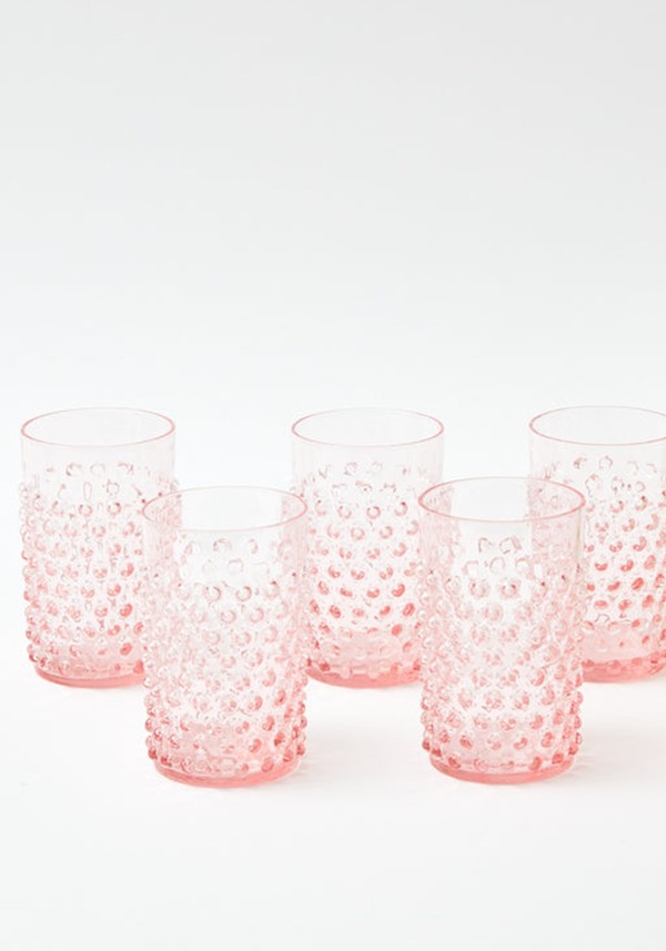 Rose Pink Hobnail Glasses (Set of 6) from Mrs. Alice