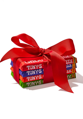 Ribbon Wrapped Chocolate Stack from Tony's Chocolonely