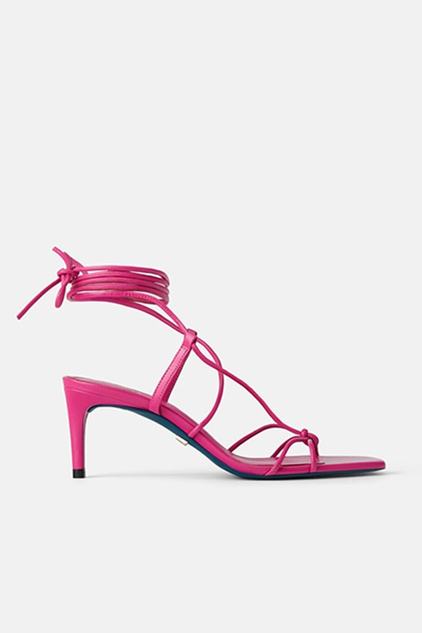Leather Metallic Mid Heel Shoes from Zara