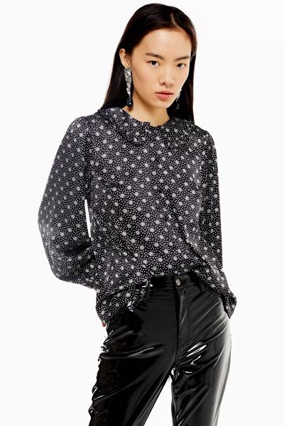 Black & White Peter Pan Collar Dot Blouse