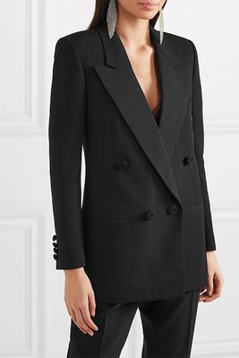 Double-Breasted Satin-Trimmed Wool Blazer from Saint Laurent