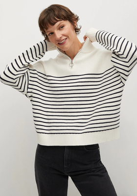 Striped Sweater With Zip from Mango