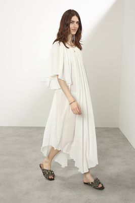 Angel-Sleeve Cotton Cheesecloth Dress from Raey