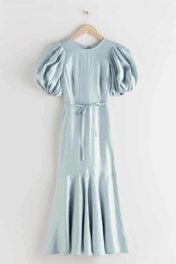 Metallic Crepe Puff Sleeve Midi Dress from & Other Stories