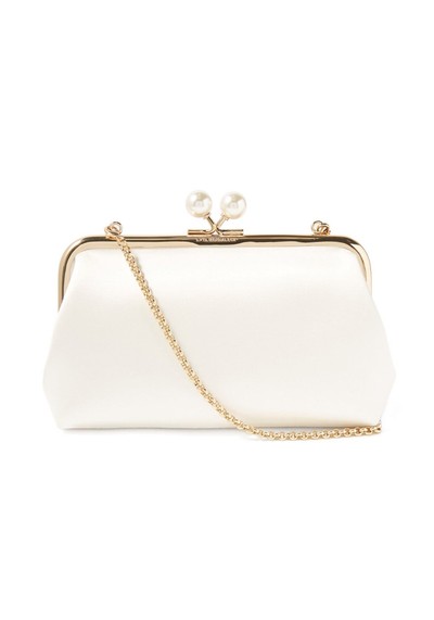 Maud Pearl Embellished Satin Clutch Bag from Anya Hindmarch