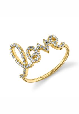 14ct Yellow Gold & Diamond Large Love Ring from Sydney Evan