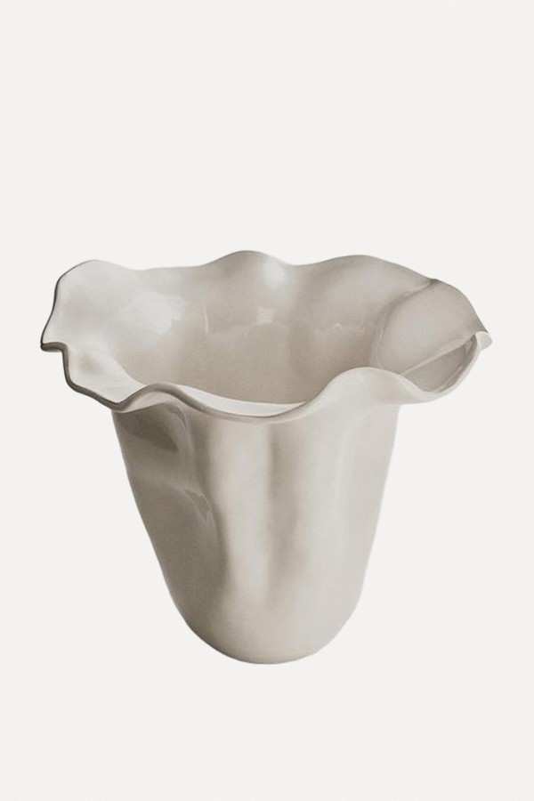 Shiny Wavy Earthenware Vase 