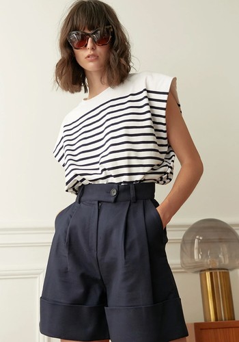 Navy High Waist Shorts from Pixie Market