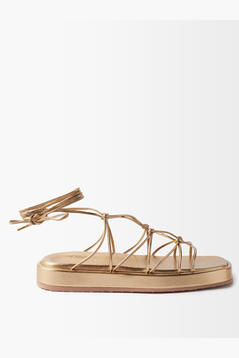 Minas Laced Leather Flatform Sandals from Gianvito Rossi