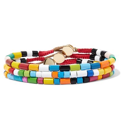 Rainbow Set Of Three Enamel And Gold-Tone Bracelets from Roxanne Assoulin