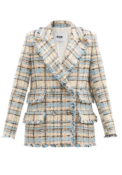 Double-Breasted Check Tweed Jacket from MSGM