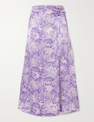 Floral-Print Satin Midi Skirt, £245 | Ganni