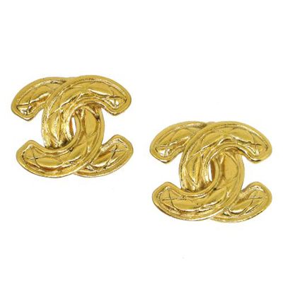 Cc Logos Quilted Earrings Gold from Chanel