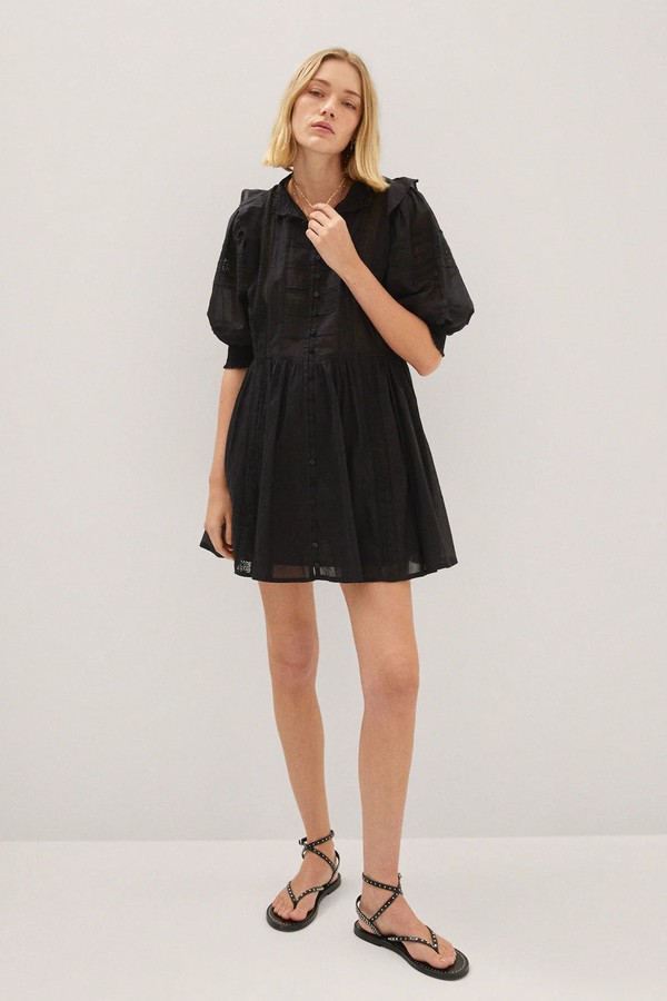 Puff Sleeve Embroidered Dress from Mango