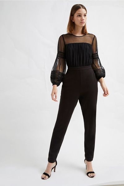 Paulette Jersey Puff Sleeve Jumpsuit