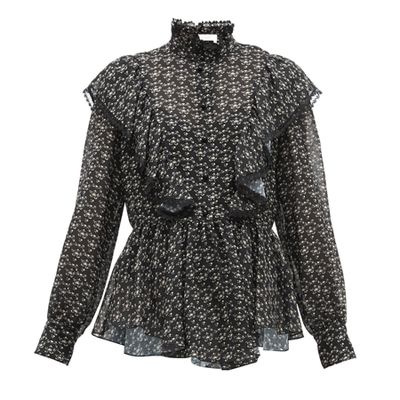 Floral-Print Ruffled Crepe Blouse from See by Chloé