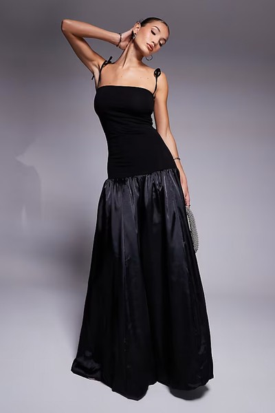 Satin Shoulder Tie Maxi Dress from Amy Lynn