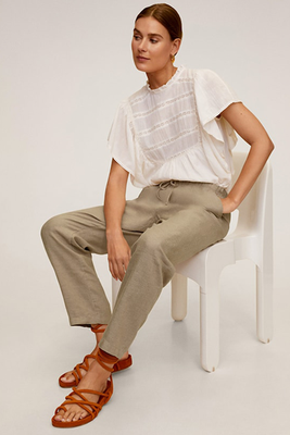 Straight Linen Blend Trousers from Mango