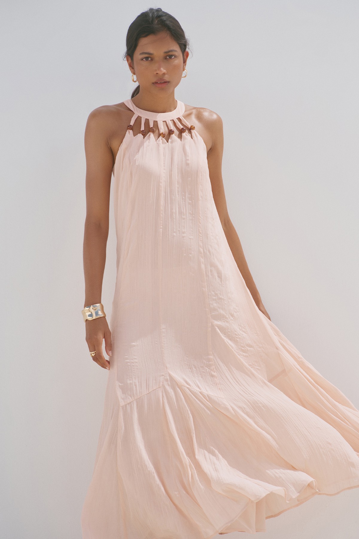 Beaded Halter Maxi Dress