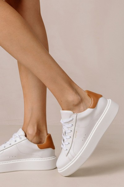 White & Brown Leather Sneakers from Alohas