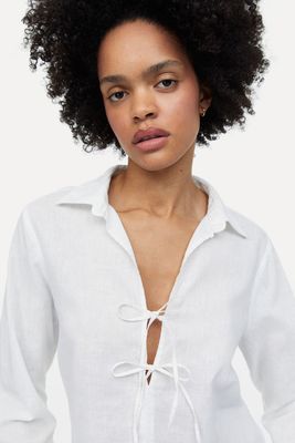 Linen-Blend Pop-Over Shirt from H&M