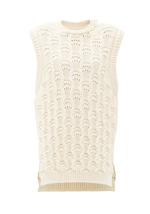 Faux Pearl-Embellished Organic-Cotton Sweater Vest from Simone Rocha