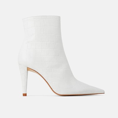 Snakeskin Print Leather High-Heel Ankle Boots from Zara