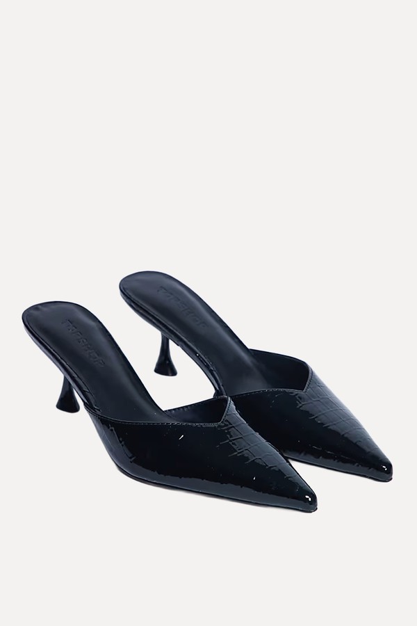 Ivette Croc Patent Close Toe Mules from Topshop
