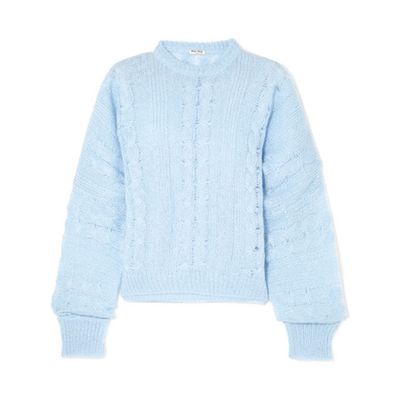 Oversized Cable-Knit Mohair-Blend Sweater from Miu Miu