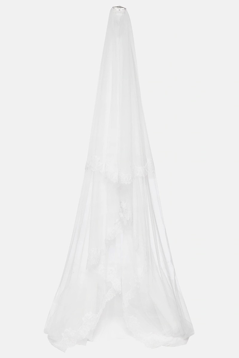 Bridal Lace-Trimmed Tulle Veil from Nensi Dojaka